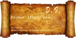 Dicker Ifigénia névjegykártya